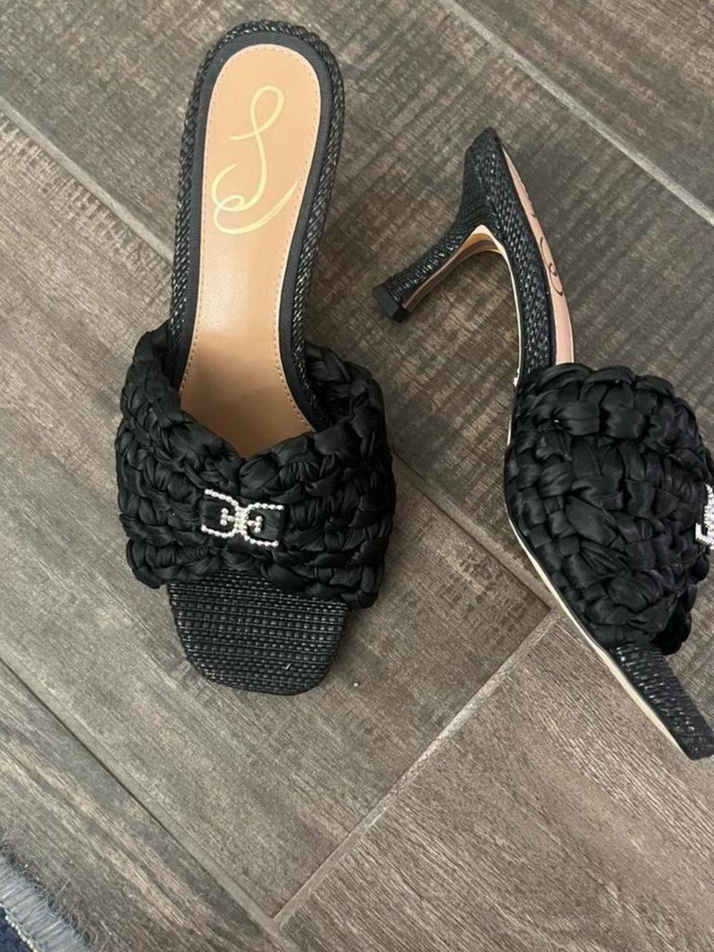 Sam Edelman Black Braided Mule Heels – Women’s Size 6 🖤✨